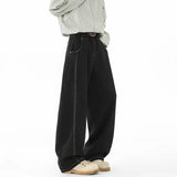 SHOPMOCHO Japanese Korean Casual Black Straight Leg Jeans Men'S Spring Autumn Jeans High Street Loose Pants Wide Leg Pants
