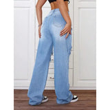 SHOPMOCHO Womens Pants Womens Jeans Trendy Light Blue Distressed Baggy Relaxed Fit Wide Leg Denim