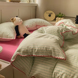 SHOPMOCHO 100% Cotton Stripe Bedding set Duvet Cover Set with Pillowcase housse de couette Quilt Cover set King Size