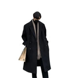 SHOPMOCHO Winter Men Trench Black Thick Woolen Trench Coats Korean Style High Quality Male Casual Trenchcoat Men's Streetwear Windbreaker