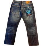 SHOPMOCHO Y2k 2000s Statue of liberty Diamonds Jeans Casual Denim Pants High Waist Straight Wide Leg Jeans Harajuku Vintage Women Clothing