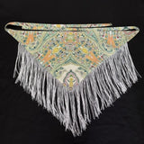 Shopmocho Chinese Style Ethnic Triangular Waistband Embroidered Printing Tassel Floral Triangular Belt Jeans Decor Clothing Accessories