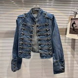 SHOPMOCHO 2026 Autumn New Fashion Metal Buckle Design Shoulder Strap Denim Short Jacket For Women High Street Coat Female 11A06995