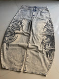SHOPMOCHO American Y2K New Grey Printing Baggy Jeans Men Women High Street Vintage Hip Hop Harajuku Casual Joker Couple Wide-leg Pants