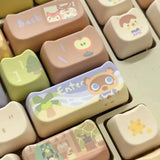 SHOPMOCHO 142 Keys Customized Gift Cute Cat keycaps New MAO Keycaps Square Thermal Sublimation Mechanical Keyboard 2.25 U 2.75U for Alice