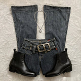 SHOPMOCHO Y2K Low Waisted Flare Jeans Hot Girl Slim Fitting Hip Hugging Jeans Original Style Fashionable Long Pants Retro Old School Denim