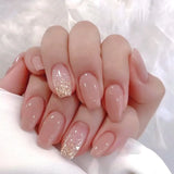 SHOPMOCHO 24Pcs Cat’s Eye Leopard Print Press on Fake Nails Mid-length Ballet False Nails with Rhinestone Detachable Full Cover Nail Tip