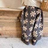 SHOPMOCHO 1639C Children Pants Autumn Spring New Flower Print Girl's Pant Washed Cotton Harem Pants 1-7Year Boy's Casual Pants Trousers