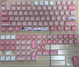 SHOPMOCHO Pink Cat Dye Sublimation PBT Keycaps 136 Keys MOA Profile Keyboard Keycaps for Cherry Gateron MX Switches Mechanical Keyboards