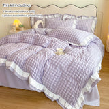 SHOPMOCHO 3pcs Korean lace Bedding set seersucker Duvet Cover Set (1*Duvet Cover + 2*Pillowcase, Without Core)for bedroom guest room