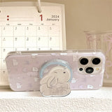 Shopmocho Cute Cartoon Rabbit Quicksand for Magsafe Griptok Holder Phone Finger Ring Stand Support for IPhone 15 Girl Bracket