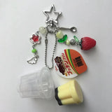 Shopmocho Japanese Pudding Keychain, Pink Yellow Egg Flan Charm, Y2K Heisei Retro Aesthetic Beaded Accessory