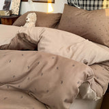 SHOPMOCHO Three-piece striped checkered down quilt set, including a down quilt cover and a pair of pillowcases (without filling), suitable