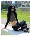 SHOPMOCHO Women's Pink Heart Print Denim Straight Leg Jeans Loose Casual Floor-Length Long Pants Ladies Loose Fit Original Style