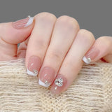 Shopmocho 24pcs Detachable Short Press on Nails Y2k rhinestone False Nails with Glue Ballet Sweet Cool Girls Artificial False Nails Tips