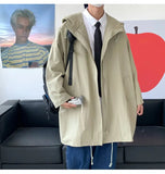 SHOPMOCHO Spring 2026 jacker Men's Loose Fit Casual Hooded Jacket Outdoor Fashion Coat New Mid-length jacket man
