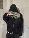 SHOPMOCHO Autumn and winter new Y2K unisex zipper thick sweatshirt jacket with hat simple daily versatile and not monotonous