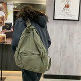 Shopmocho Vintage Backpack New Spring Summer Preppy Style Cotton Unisex Softback Zipper Casual High-Capacity Bookbag Euro-America Style