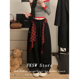 SHOPMOCHO Women Baggy Drawstring Pants Gray Long Trousers Wide Fit Pants Y2k Harajuku Japanese Loose American Retro Hip-pop Sweat Pants