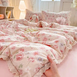 Shopmocho 2025 new hollow lace wrinkled cotton four-piece set household student dormitory three-piece set bed sheet quilt cover