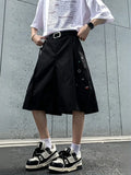 SHOPMOCHO Streetwear Wide leg Shorts Men Black Dress Pants Casual Man Oversized Lightweight Breathable Hip Hop Blazer Shorts Summer