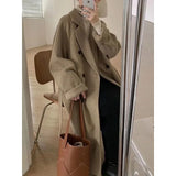 Shopmocho Women's Woolen Coat Hot Sale Of The Season Mid-Length Autumn Winter Thickened Loose Fit Hepburn Style Small Size Elegant Outerwe