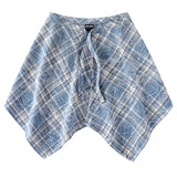Shopmocho Fashion Tassel Hip Hop Irregular Men and Women Fake Shirt Hem Spring Autumn False Shirt Skirt Half-body Plaid Skirts Womens Saia