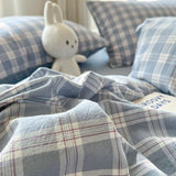 SHOPMOCHO 2026 New Lattice Duvet Cover Set with Sheet Pillowcases No Filling Warm Bed Linen Twin Full Queen Size Grid Home Bedding Set