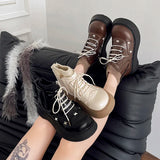 SHOPMOCHO Women Platform Ankle Boots Spring Autumn Elegant Lolita Style Ladies Causal Boots Fashion Simple Versatile Leather Boots Women