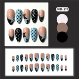 SHOPMOCHO 24pcs Y2k Almond Fashion Fake Nails Moon Star Style Swan Pattern Sweet Cool Press On Nails Full Cover Detachable False Nail