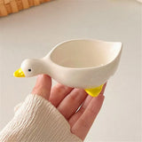 Shopmocho 2pcs ceramic duck seasoning dish, salad dipping dish, cream mini bowl, cute design afternoon tea cutlery