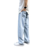 SHOPMOCHO Casual Straight-Leg Jeans Men's Spring New Loose-Fit Elastic Waist American Style Wide-Leg Trousers New Arrival High Street Fash
