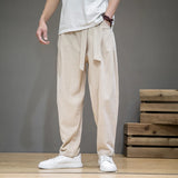 SHOPMOCHO Spring Cotton Linen Pants Men Elastic Waist Casual Harem Pant Loose Sweatpants Traditional Chinese Trousers pantalons homme