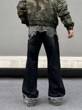 SHOPMOCHO 2025 Punk Y2K Style Camouflage Patchwork Graffiti Baggy Ripped Jeans Pants For Men Clothes Straight Long Trousers Pantalon Homme