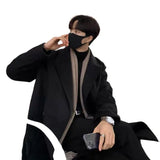 SHOPMOCHO Winter Men Trench Black Thick Woolen Trench Coats Korean Style High Quality Male Casual Trenchcoat Men's Streetwear Windbreaker