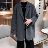 SHOPMOCHO British-style Blazers Men Leisure Trendy Loose Suit Jackets Male Retro Daily Ins Streetwear All-match Simple Korean Suit-tops