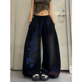 SHOPMOCHO 2026 American Style Vintage Gradient Letter Print Casual Wide Leg Pants Loose Fit Hip Hop Jazz Dance Women Fashionable Trousers