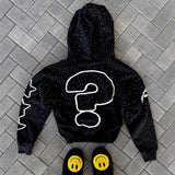 SHOPMOCHO Y2K Trendy American Letter Pattern Loose Casual Hooded Zipper Retro Hoodie Fashionable Jacket