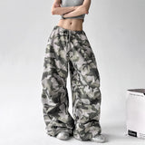 SHOPMOCHO American Retro High Street Casual Overalls Camouflage Loose Wide Leg Pants For Women Y2k Hip-hop Cargo Grunge Baggy Trousers