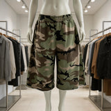 SHOPMOCHO Y2K Camo Shorts Rough Edge Tassel Camouflage Pattern Sweatshorts New Summer American High Street Streetwear Unisex Baggy Shorts