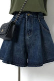 SHOPMOCHO High Waist Wide Leg Short Jeans Women's Summer Thin Loose Slimming A- Line Hot Pants plus Size Cover Hip Versatile Shorts