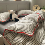 SHOPMOCHO 100% Cotton Stripe Bedding set Duvet Cover Set with Pillowcase housse de couette Quilt Cover set King Size