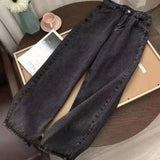 Shopmocho Y2K Men Black Trend Dressing Up Korean Style Simple Baggy Angel Printed Jeans 2025 Fashion Necessary Solid Retro Straight Pants