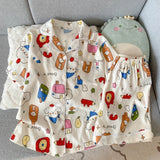 Shopmocho Embroidery Dog Sweet Fashion Cute Pajamas Set for Women Plaid Lapel Neck Elastic Waist Design Pajamas Short New Casual Nightwear