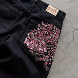 Shopmocho 2025 Baggy Jeans Plum Blossom Embroidery Y2K Harajuku Vintage Wide Leg Pants Men Women Denim Fabric Street Wear