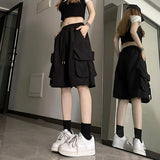 Shopmocho S-3Xl Y2K Cargo Shorts Women Harajuku Black Oversized Wide Leg Shorts Summer Streetwear Fashion High Waist Baggy Short Pants New