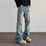 SHOPMOCHO Hiphop Bootcut Jeans Mens Straight Wide-leg Pants New High Street Lightning Ripple Jeans Four Seasons Classic High Quality Pants
