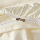 Shopmocho Korean Princess Style Lace Ruffles Wedding Bedding Set Seersucker Washed Cotton Soft Duvet Cover Set Bed Sheet Pillowcase 3/4Pcs