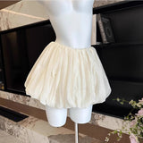 SHOPMOCHO-Women Bubble Mini Skirt Summer Balloon Skirt Vintage Hottie High Waist Puffy Short Skirt for Vacation Streetwear Aesthetic Cloth