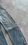 SHOPMOCHO Men Women Cherry Blossom Knight All Embroidery Denim Pants Y2k Vintage Baggy Street Straight Jeans High Waisted Washed Blue Jean